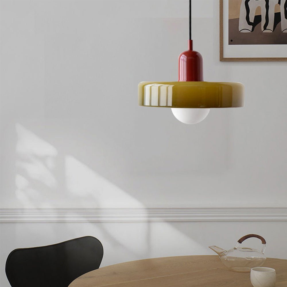Lunari Halo | Lampada a sospensione in vetro colorato in stile Bauhaus