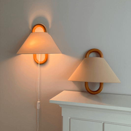 Lámpara de pared moderna original de madera maciza, con diseño plegable de semicírculo y 1 luz