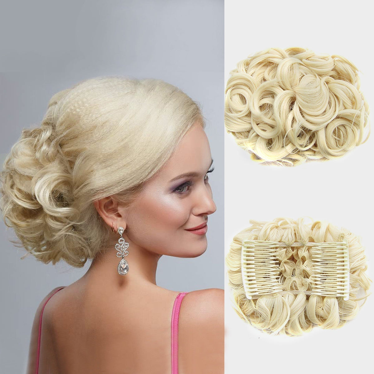 Duttina | Lockiger Messy-Bun-Haarteil mit Gummiband, 2er-Set