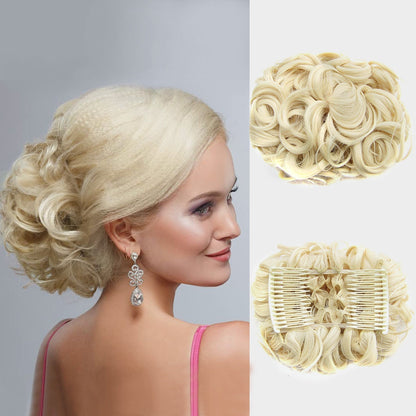 Duttina | Lockiger Messy-Bun-Haarteil mit Gummiband, 2er-Set