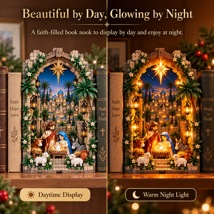 Betlora | Presepe luminoso da costruire, in formato alto per libreria