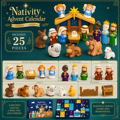 Navielle | Adventskalender Kinder mit 25 Krippenfiguren zur Weihnachtsgeschichte
