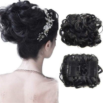 Duttina | Lockiger Messy-Bun-Haarteil mit Gummiband, 2er-Set