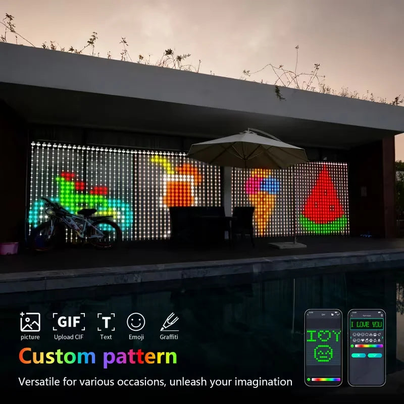 Glimora | LED Lichterkette als Vorhang mit 400 LEDs, App-Steuerung und Musik-Sync