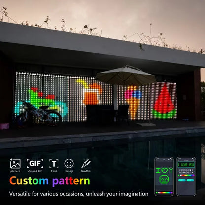 Glimora | LED Lichterkette als Vorhang mit 400 LEDs, App-Steuerung und Musik-Sync
