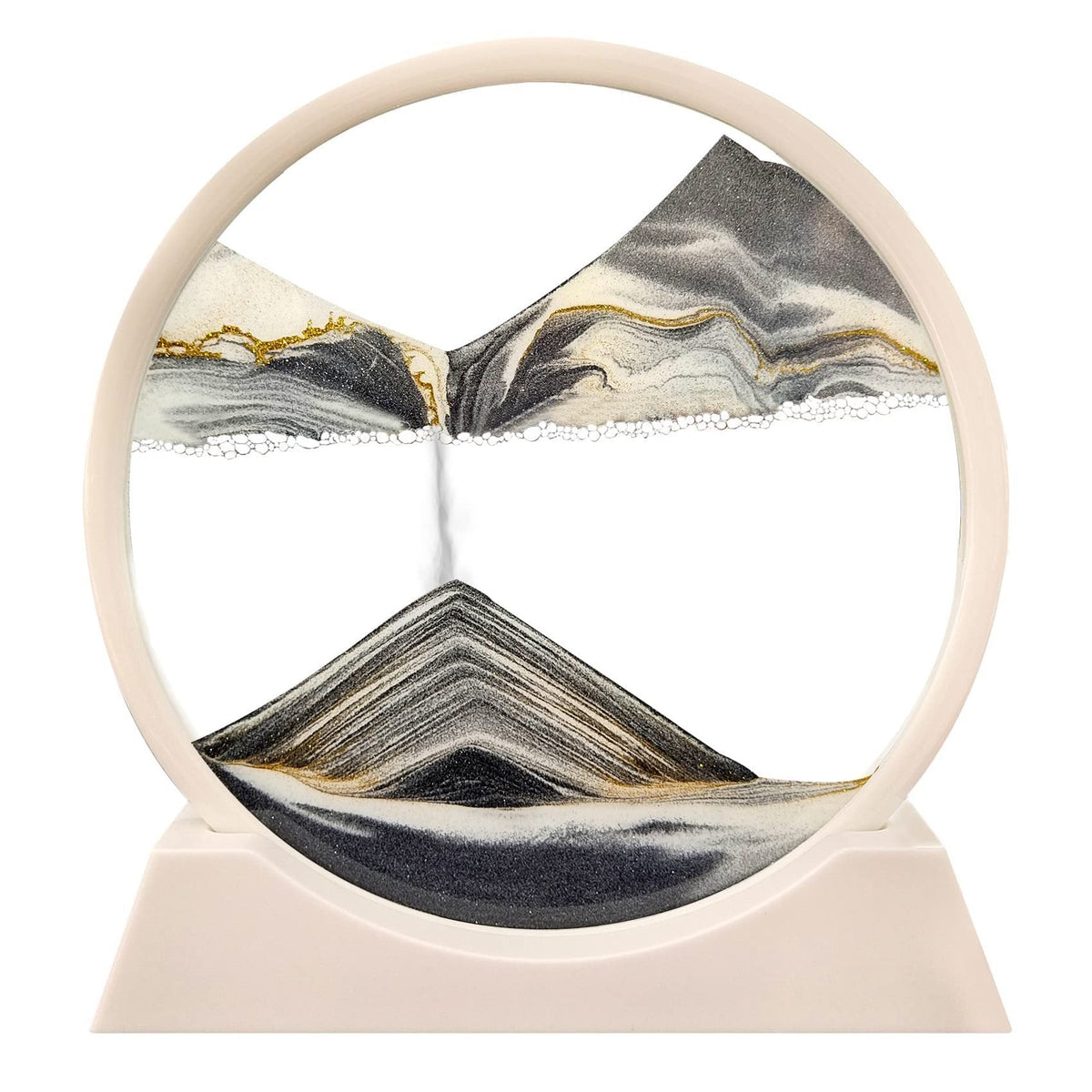 Dunvia | Bewegtes Sandbild im Glasrahmen als Dekoration für Schreibtisch und Regal