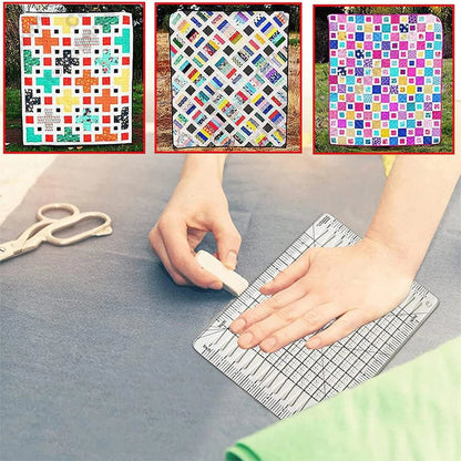 QuiltMate | Righello per patchwork fino a 6 strisce di tessuto, con tappetino da taglio