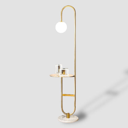 Oranthe Luno | Lampada da terra LED in stile scandinavo con tavolino integrato