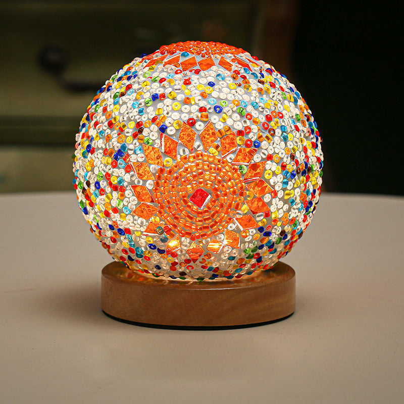 LumiMosaic | Elegante lampada da tavolo dimmerabile a mosaico | Design in vetro fatto a mano con luce LED calda per ambienti abitativi