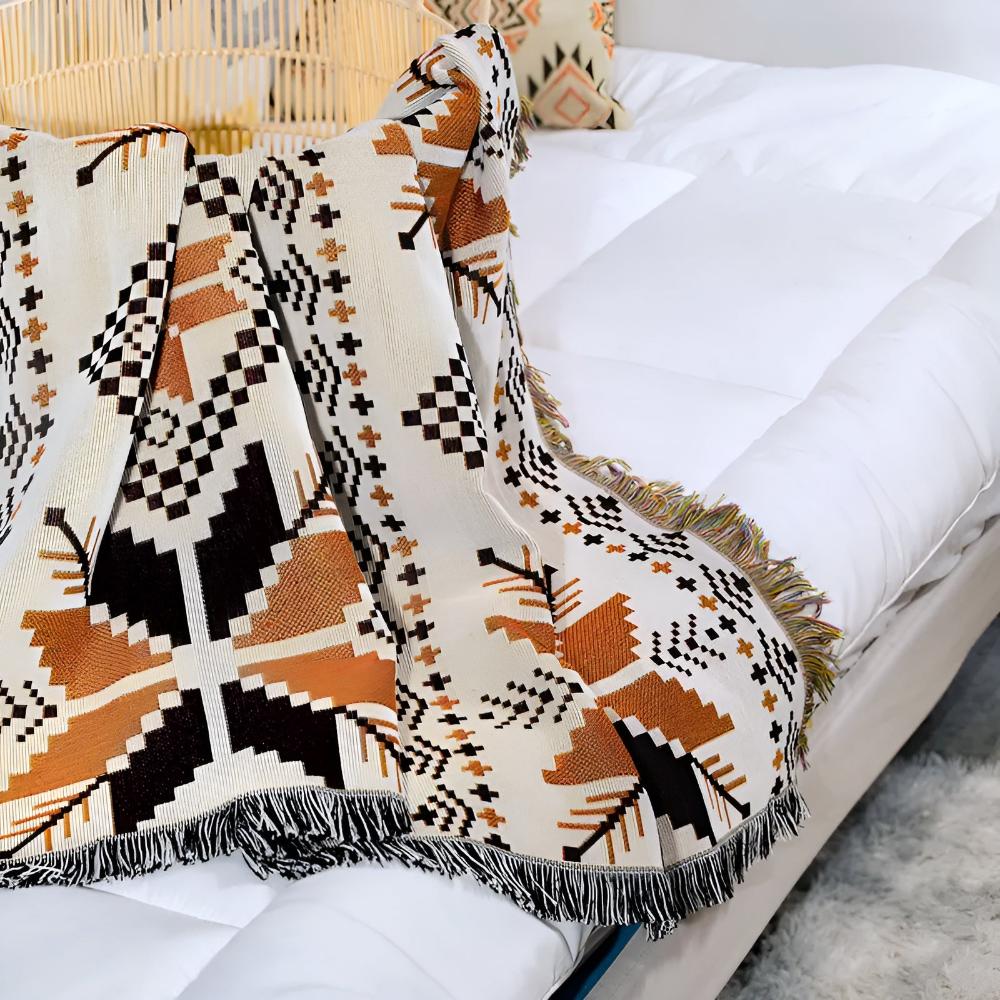 Coperta da picnic boho | Motivo marocchino | Idrorepellente | Misto microfibra-cotone