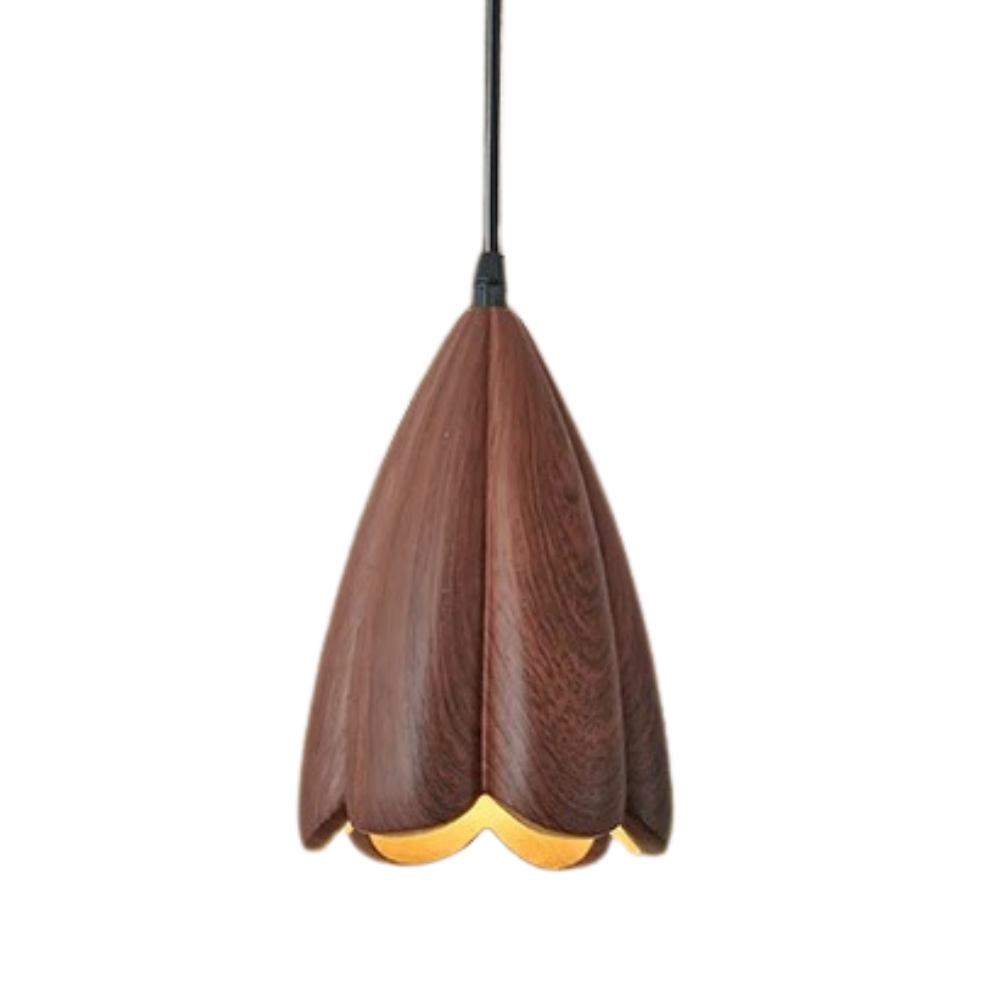 NordLume Lampada | Lampada a sospensione moderna in legno di noce marrone, stile scandinavo