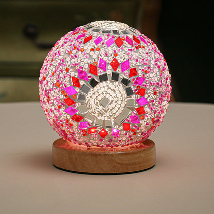 LumiMosaic | Elegante lampada da tavolo dimmerabile a mosaico | Design in vetro fatto a mano con luce LED calda per ambienti abitativi