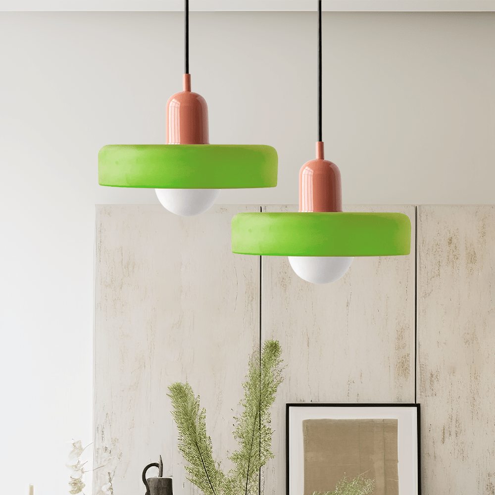 Lunari Halo | Lampada a sospensione in vetro colorato in stile Bauhaus