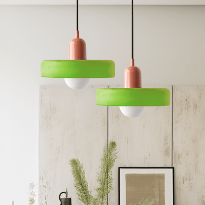 Lunari Halo | Lampada a sospensione in vetro colorato in stile Bauhaus