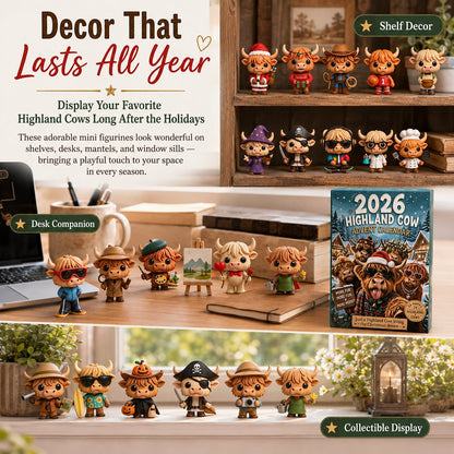 Zottelia | 2026 Advent Calendar with 24 PVC Highland Cow Figures