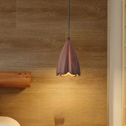 NordLume Lampada | Lampada a sospensione moderna in legno di noce marrone, stile scandinavo