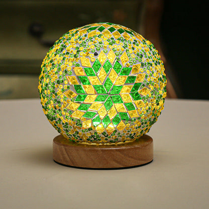LumiMosaic | Elegante lampada da tavolo dimmerabile a mosaico | Design in vetro fatto a mano con luce LED calda per ambienti abitativi