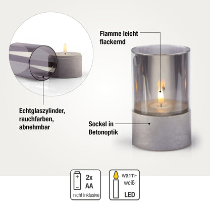 Grivelo | LED Kerzen in Betonoptik für außen, 3er Set mit Timer