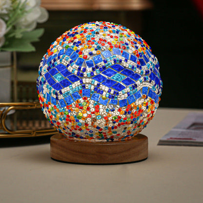 LumiMosaic | Elegante lampada da tavolo dimmerabile a mosaico | Design in vetro fatto a mano con luce LED calda per ambienti abitativi