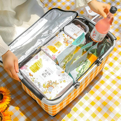 Cesto da picnic a quadri 22L | Pieghevole e isolato | Telaio in alluminio