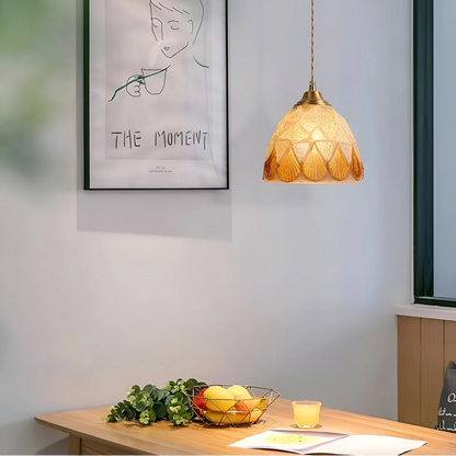 Retro Dining Table Pendant Lamp | Colored Glass Look | Eye-Catcher Above the Table | Copper