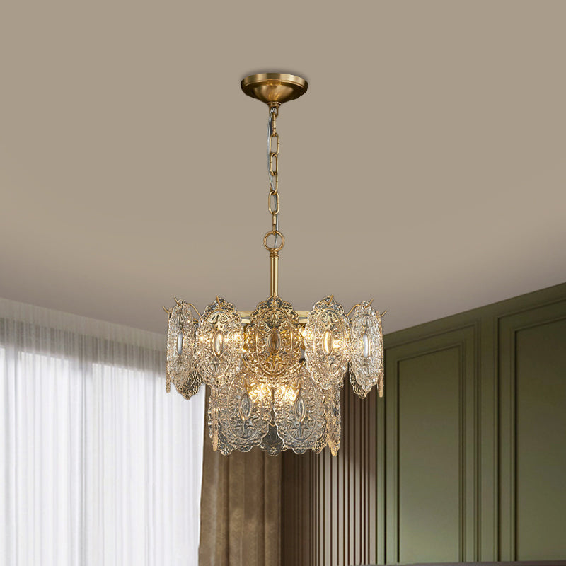 Eloryn | Lampadario con piastre di cristallo incise a 5/7 fiamme