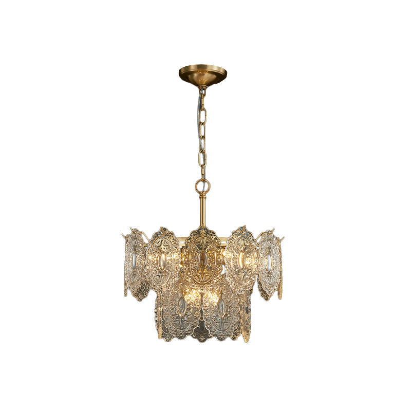 Eloryn | Lampadario con piastre di cristallo incise a 5/7 fiamme