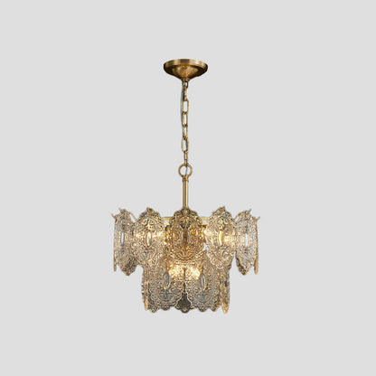 Eloryn | Lampadario con piastre di cristallo incise a 5/7 fiamme