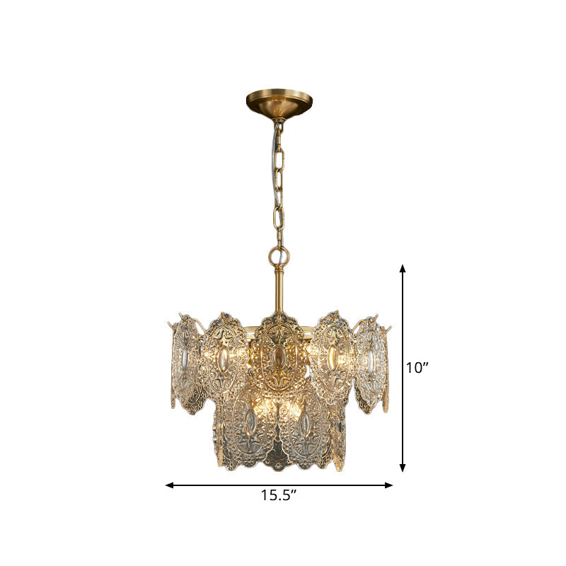 Eloryn | Lampadario con piastre di cristallo incise a 5/7 fiamme