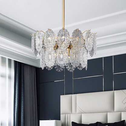 Eloryn | Lampadario con piastre di cristallo incise a 5/7 fiamme