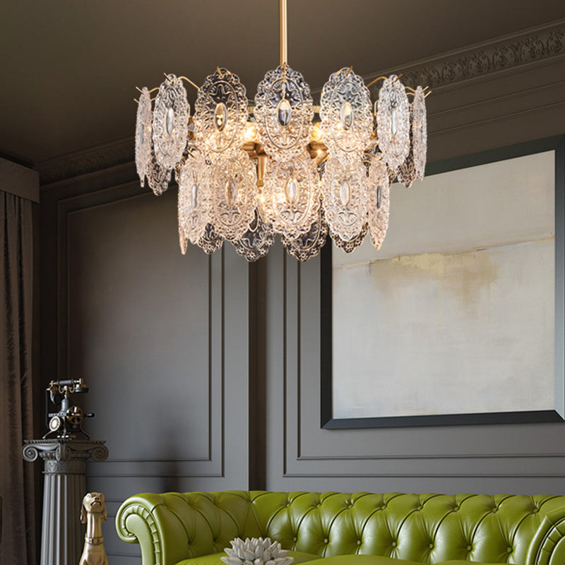 Eloryn | Lampadario con piastre di cristallo incise a 5/7 fiamme