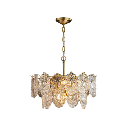 Eloryn | Lampadario con piastre di cristallo incise a 5/7 fiamme