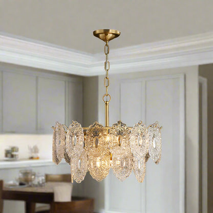 Eloryn | Lampadario con piastre di cristallo incise a 5/7 fiamme
