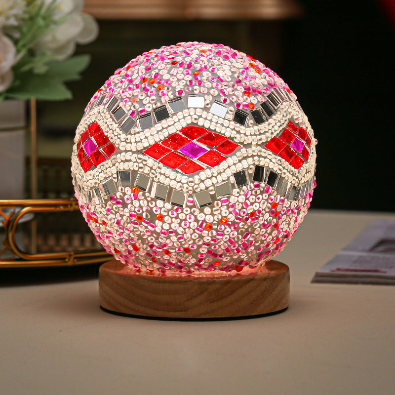 LumiMosaic | Elegante lampada da tavolo dimmerabile a mosaico | Design in vetro fatto a mano con luce LED calda per ambienti abitativi