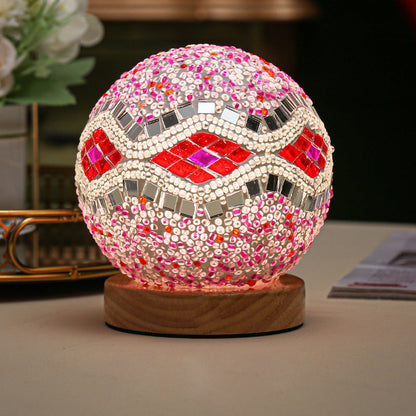 LumiMosaic | Elegante lampada da tavolo dimmerabile a mosaico | Design in vetro fatto a mano con luce LED calda per ambienti abitativi