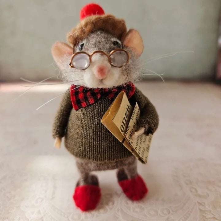 Pipsela | Handgefertigter Weihnachtsanhänger Filzmaus aus Wolle, 7,5 cm