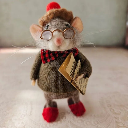 Pipsela | Handgefertigter Weihnachtsanhänger Filzmaus aus Wolle, 7,5 cm