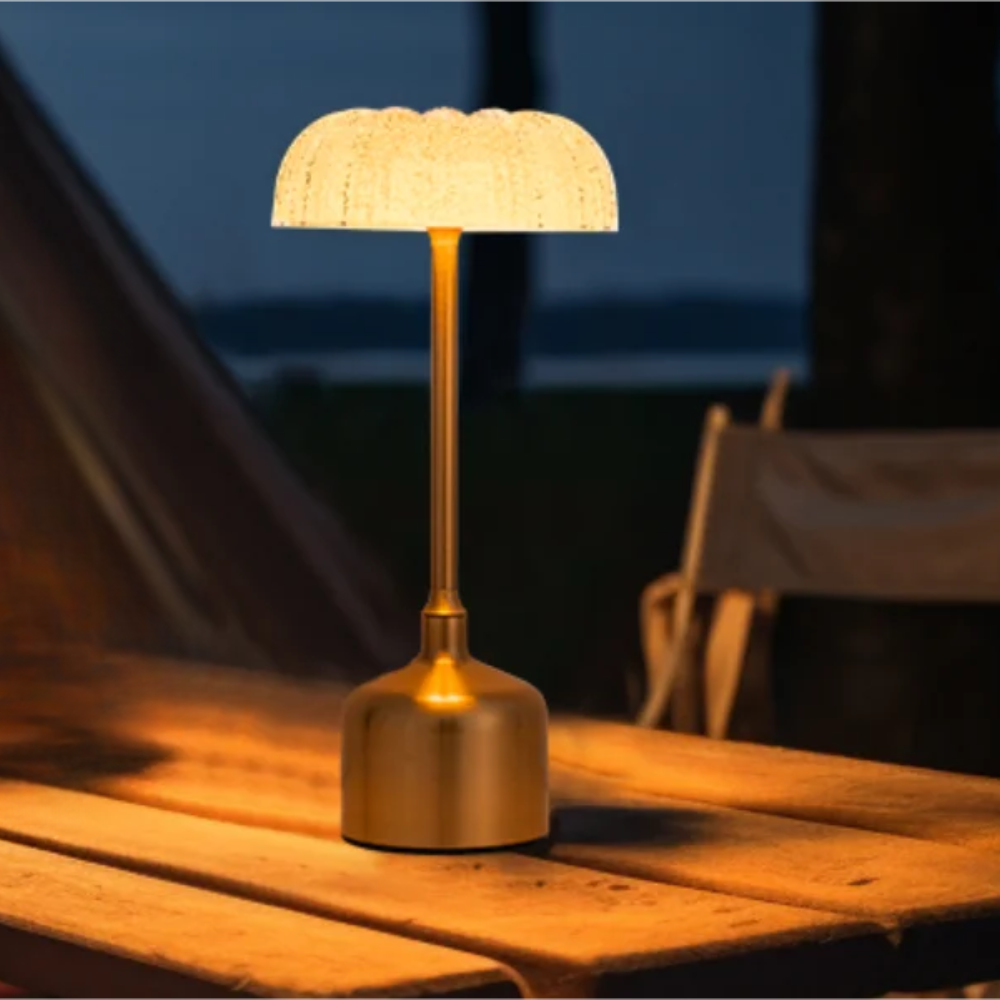 LumiFlora Lampada | Lampada da tavolo ricaricabile in cristallo con motivo floreale