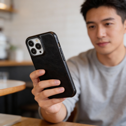 Cuirelo | Funda de móvil de cuero encerado con anillo magnético