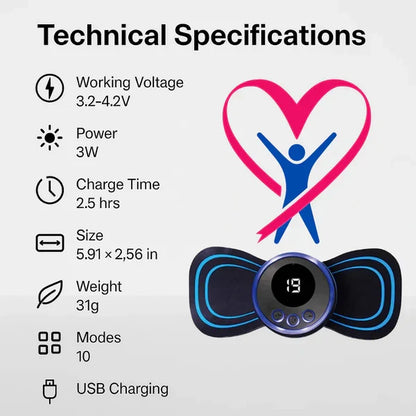 Lumbavo | Dispositivo EMS per il massaggio della schiena con telecomando e batteria USB