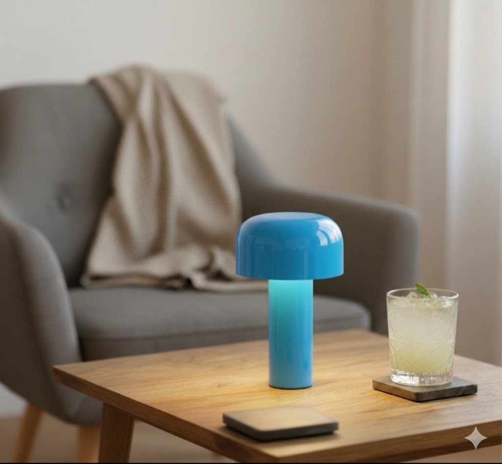 Lampada da tavolo a fungo LED | Ricaricabile e dimmerabile | Portatile | Alluminio