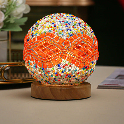 LumiMosaic | Elegante lampada da tavolo dimmerabile a mosaico | Design in vetro fatto a mano con luce LED calda per ambienti abitativi
