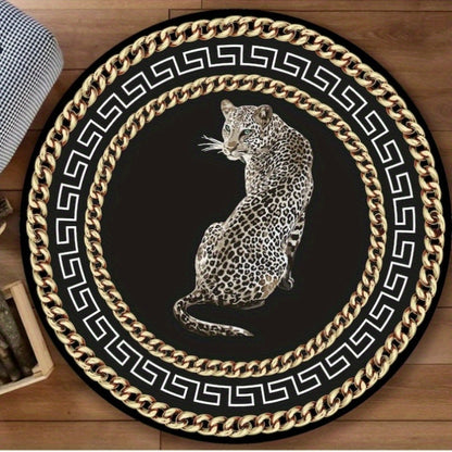 LunaWeave | Tappeto rotondo con stampa leopardata | Lussuoso tappeto animalier – Stiloso, antiscivolo e facile da pulire