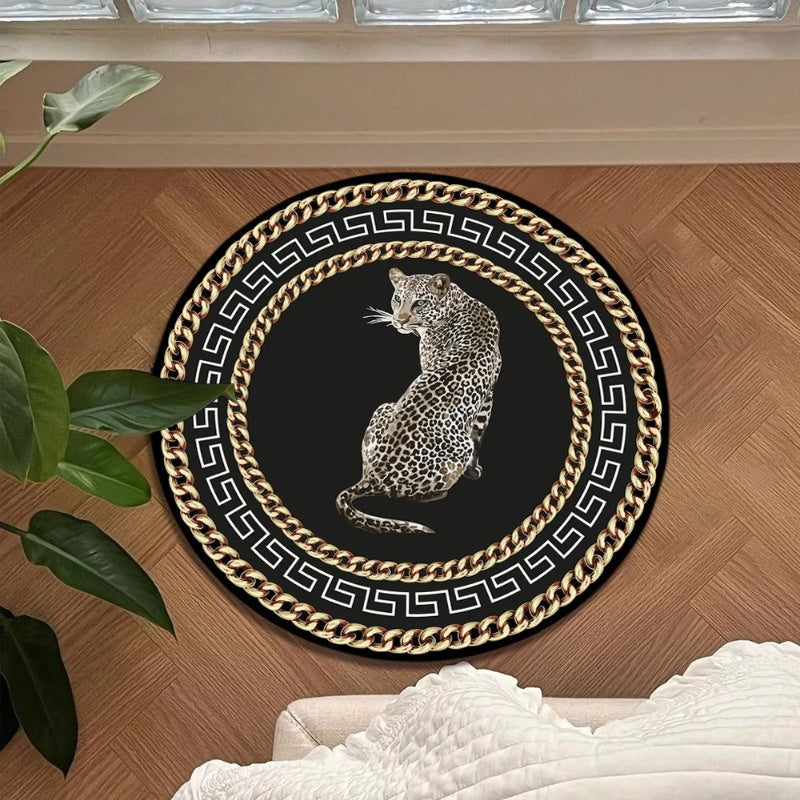 LunaWeave | Tappeto rotondo con stampa leopardata | Lussuoso tappeto animalier – Stiloso, antiscivolo e facile da pulire
