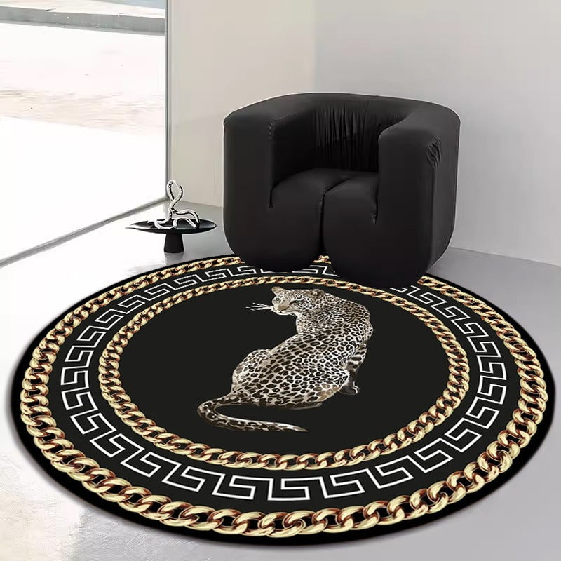 LunaWeave | Tappeto rotondo con stampa leopardata | Lussuoso tappeto animalier – Stiloso, antiscivolo e facile da pulire