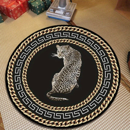 LunaWeave | Tappeto rotondo con stampa leopardata | Lussuoso tappeto animalier – Stiloso, antiscivolo e facile da pulire