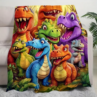 Saurilo | Flanell Kuscheldecke mit Dinosaurier-Druck, leicht und waschbar