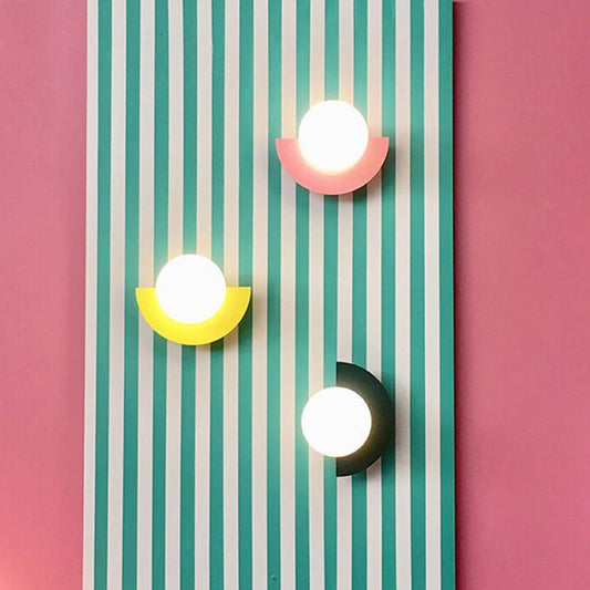 Modern Minimalistischer Glas Sphärischer Bunter Halbkugel Design 1-Licht Wandlampe