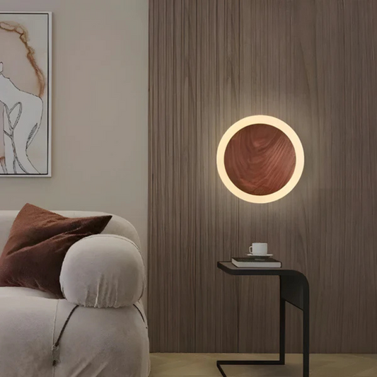 Lampada da parete LED scandinava in legno | Luce calda | Design naturale | Legno e acrilico