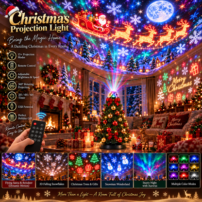 Projora | LED Weihnachtsbeleuchtung Projektor mit 15+ Motiven und Fernbedienung